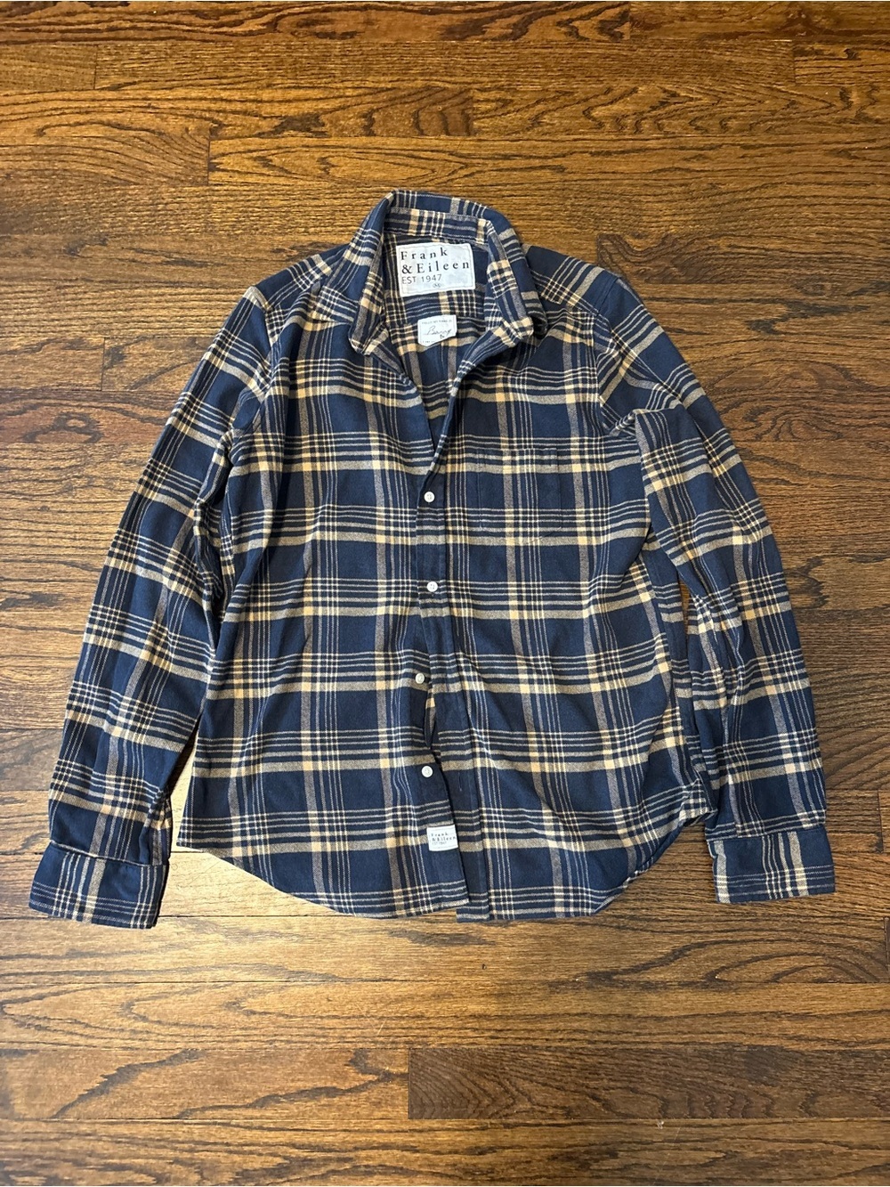 Frank and Eileen Coastal Barry Navy Blue Yellow Plaid Cotton Flannel Medium